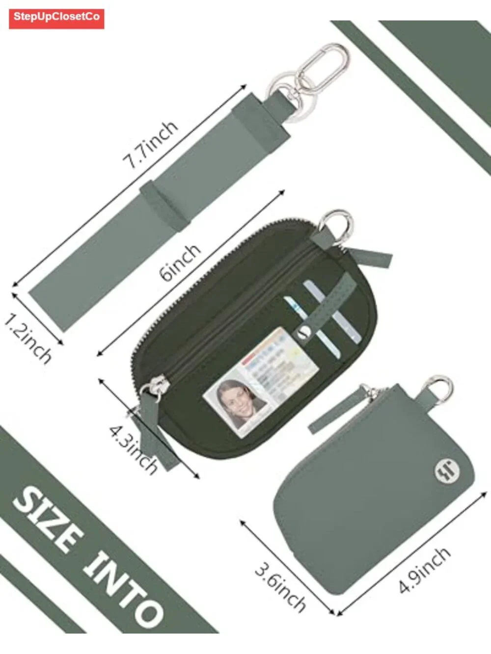 RFID Wristlet Wallet for Women, Waterproof Nylon Keychain Wallet with Dual